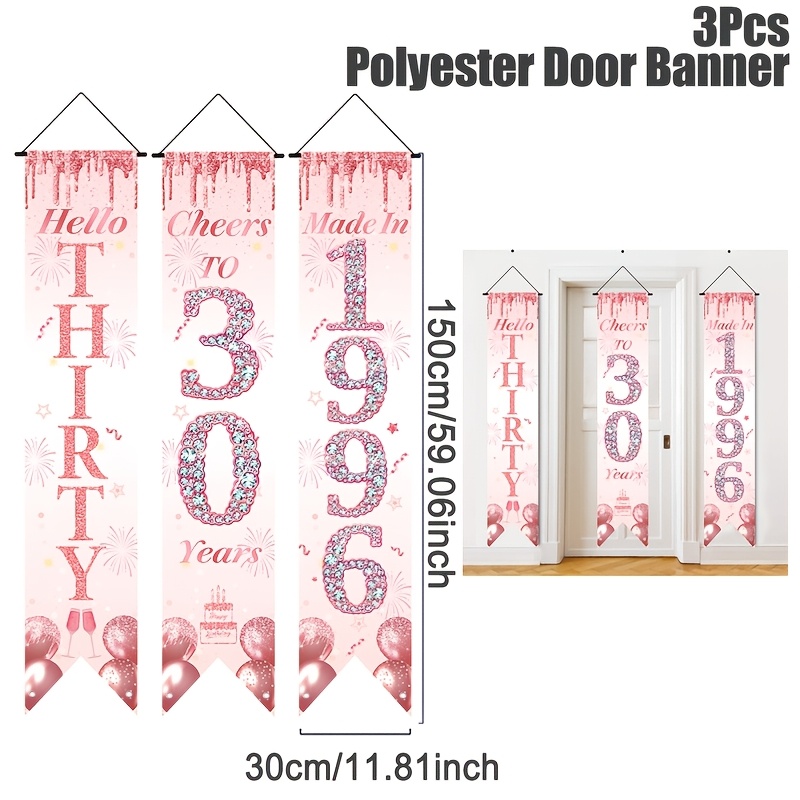 2D Flat 3Pcs Pink Gold 30th Bi - Party Banner Gold review and price
