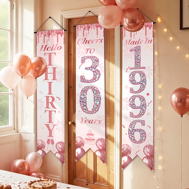 2D Flat 3Pcs Pink Gold 30th Bi - Party Banner Gold review and price