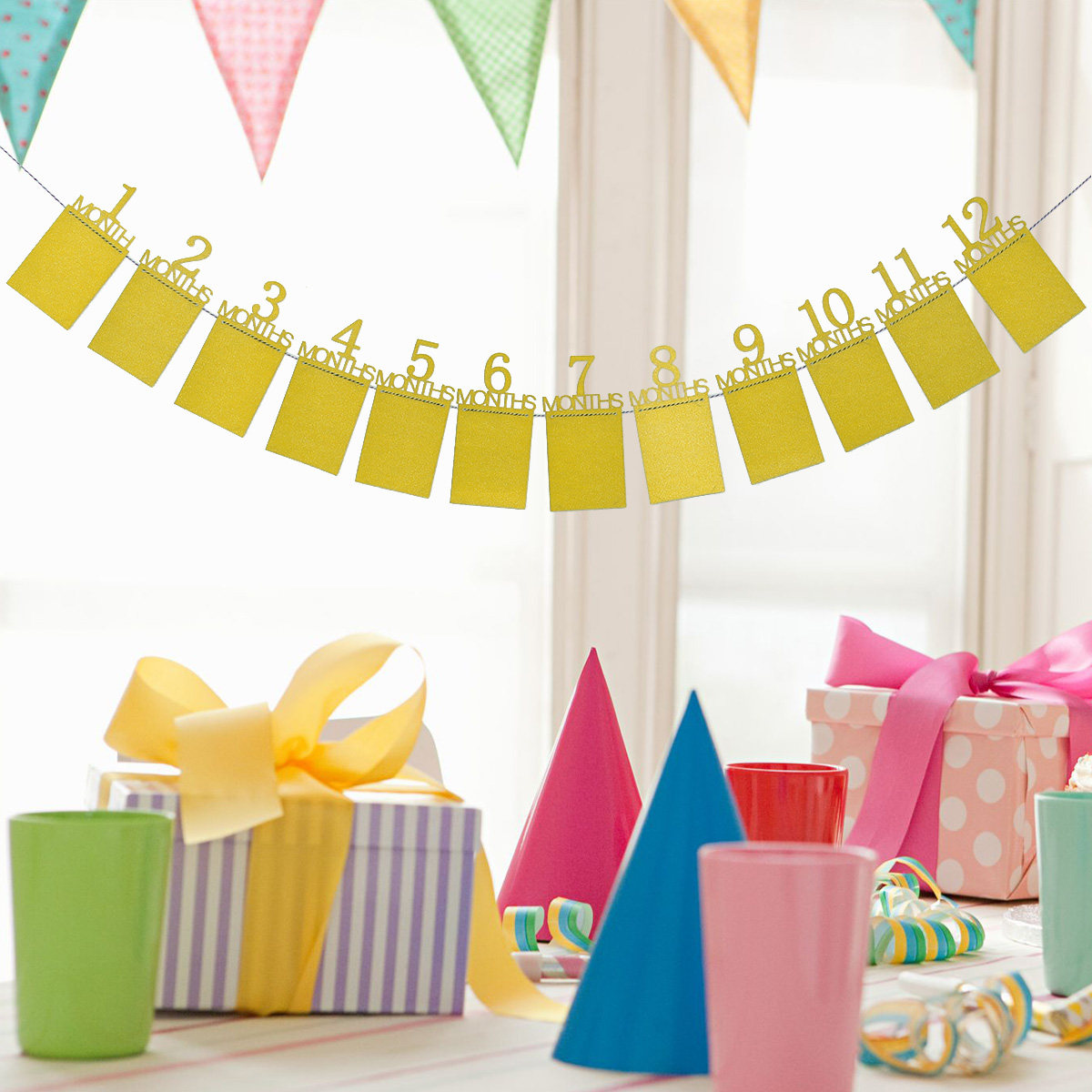 12 Month Gold Baby Birthday Ph - Party Banner Gold review and price